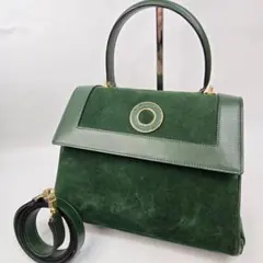 CELINE 2way ハンドバッグ サークル 型押しレザー スエード