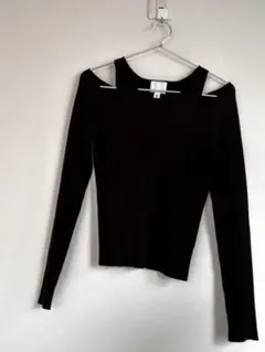 H&M リブ編みオフショルダー長袖トップス M