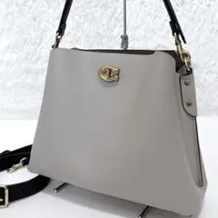 美品✨COACH ウィロウ 2WAYショルダーバッグ ターンロック ライトグレー