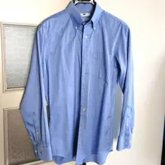 美品 UNIQLO スーパーノンアイロン スリムフィット 長袖シャツ S ブルー