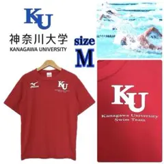 神奈川大学 水泳部 Tシャツ ミズノ Lサイズ 赤 美品