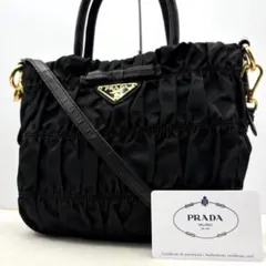 ✨極希少✨プラダ ハンドバッグ ミニ 2way 三角ロゴ ギャザー ナイロン