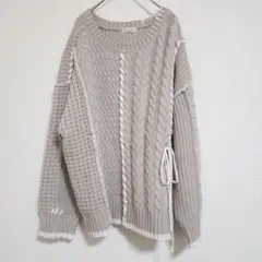 axes femme バイカラーステッチニット モカ