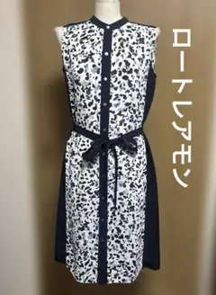 ロートレアモン　ノースリーブワンピース　ウエストリボン　　ネイビー　38 上品のサムネイル