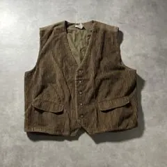 ヴィンテージ ブラウン ベージュ コーデュロイ ベスト シンプル 古着