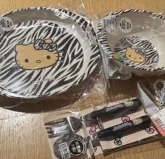 しまむら 日焼けハローキティ メラミン食器 カトラリー 3点セット ゼブラ 豹柄のサムネイル