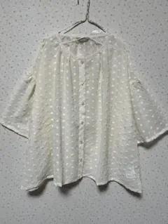 新品　サマンサモスモス　シアー刺繍ブラウス　キナリ　総刺繍