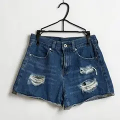 【中古】GU デニムショートパンツ ダメージ加工のサムネイル
