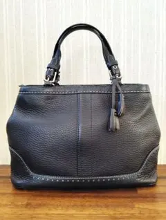 美品　コーチ　ハンドバッグ　サッチェル　トートバッグ　レザー　ブラック