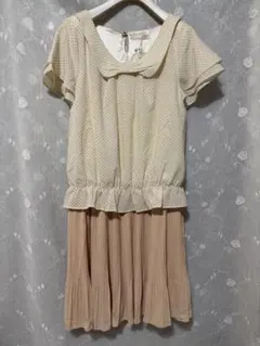 未使用【PATTERN】パターン　ドット柄フリル付き半袖ワンピース Mのサムネイル