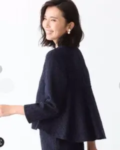 ［セレモニー］バックフレア ツイードプルオーバー