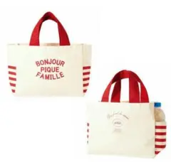 【訳アリ】ジェラートピケ　サイドポケット付き　ビッグトートバッグ　両面柄違い