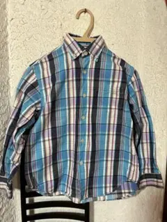 J PRESS 綿100% サイズ130 青系チェック 長袖シャツ