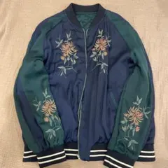 沖縄刺繍スカジャン ネイビーグリーン