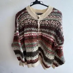 ヴィンテージ ノルディック柄 カーディガン レトロ 古着