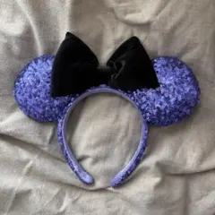 ディズニー　カチューシャ　ミニー　紫　ハロウィン　スパンコール