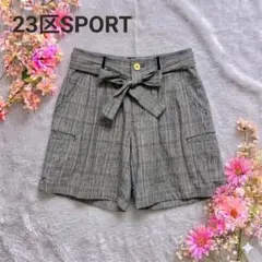 23区SPORT リネン混グレンチェック柄ショートパンツ ゴルフウェア リボンSのサムネイル