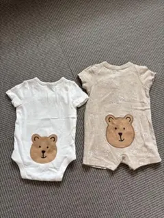 クマの顔ロンパース 0-3ヶ月 2枚セット