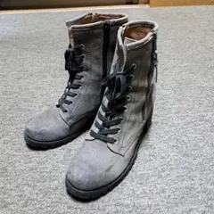 あしながおじさん　レースアップ　サイドファスナー　ショートブーツ　厚底　24.5