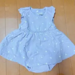 petit mainフリル袖 花柄ワンピース ラベンダー 80