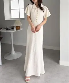 【匿名配送】 RANAN フレアスリーブマーメイドポロワンピースのサムネイル