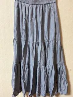 スカイブルーティアードロングスカートLサイズ
