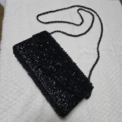 ビーズ装飾 ブラック クラッチバッグ