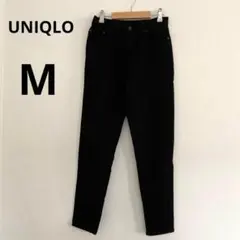 UNIQLO ブラック デニムパンツ スリム テーバード ウエストゴムヒモ M