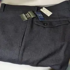 ストレッチ ダークグレー スラックス ウエスト85cm股下74 CMシングル仕立