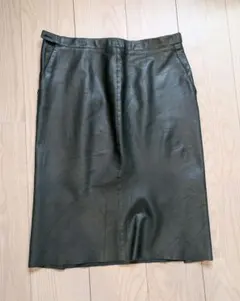 Calvin Klein ダークグリーン レザー タイトスカート