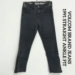 VOLCOM ボルコム デニムパンツ ブラック グレー スミクロ刺繍ロゴ裾ジップのサムネイル