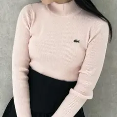 【美品】SNIDEL LACOSTE/ハイネックリブニットプルオーバー PNK