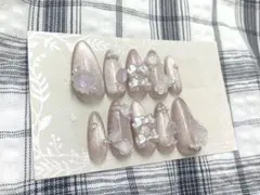 ネイルチップ マグネット ちゅるん 韓国 ピンクベージュ 白 ホワイト 推し活