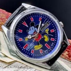 【個性的デザイン】SEIKO メンズ腕時計 自動巻き レトロ ミッキー