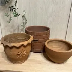 3個テラコッタ鉢　植木鉢　寄せ植えガーデン雑貨ガーデニング全国送料無料！