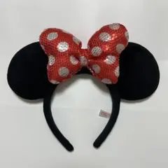 ミニーマウス カチューシャ 赤いリボン