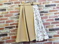花柄シフォンプリーツ切替スカートMK3804