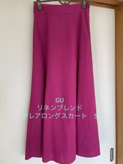 GUリネンブレンドフレアロングスカート Sのサムネイル