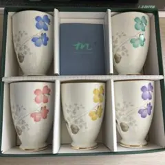 花柄陶器コップ　5個セット　昭和レトロ　未使用品　前畑陶器　チャイナシリーズ