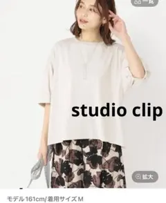 studio clip USAコットンタックパフスリーブTシャツ　ベージュ