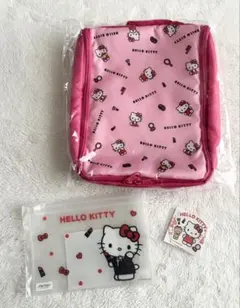 資生堂ノベルティ　ハローキティトラベルポーチ＆クリアミニポーチ➕ステッカーおまけ