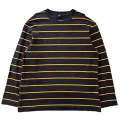 【配色◎/OLD UNIQLO】ロンT 長袖 ボーダー 綿100% 紺×黄 XL