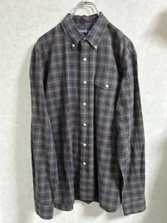 90s ラルフローレン チェックシャツ マルチカラー L 古着 グリーン
