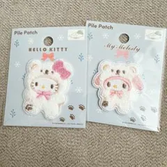 サンリオ パイルワッペン マイメロ キティ ふわふわスノー シール セリア