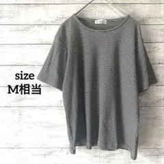 Tシャツ 半袖 ストライプ カジュアル 綿 50% M相当 クルーネック 日本製