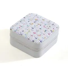 ホワイト　アクセサリーボックス　ケース　ジュエリー　ツイード柄　可愛い　韓国　白のサムネイル