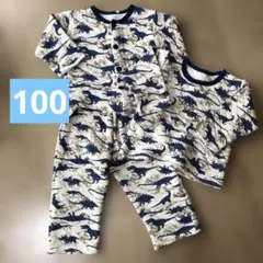 恐竜パジャマ　3点セット　100 長袖　長ズボン　キルティング