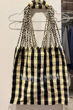 ニコアンド　ハンモックトートバッグ タータンチェック 黄色