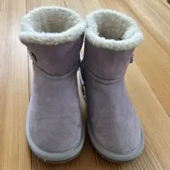 薄紫 スエード ファー付き キッズブーツ