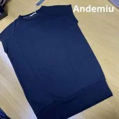 Andemiu アンデミュウ　半袖シフォンコンビチュニック 黒 Fサイズのサムネイル